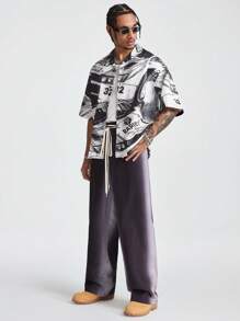 Manfinity VCAY 男士数码印花宽松梭织短袖衬衫