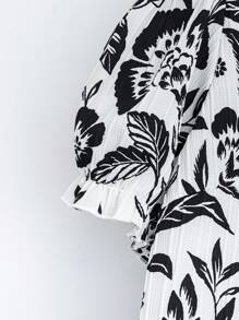 EMERY ROSE Camisa de textura regular con estampado para mujer de talla grande, para primavera y verano - Blanco - Ver 5