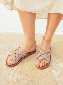 Styleloop Women's Casual Versatile Flat Sandals, Vacation Style - Brown - View 2