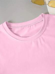 INAWLY Women Floral Print Loose Fit Pink T-Shirt, Casual & Fashionable, Suitable For Summer - Baby Pink - View 4