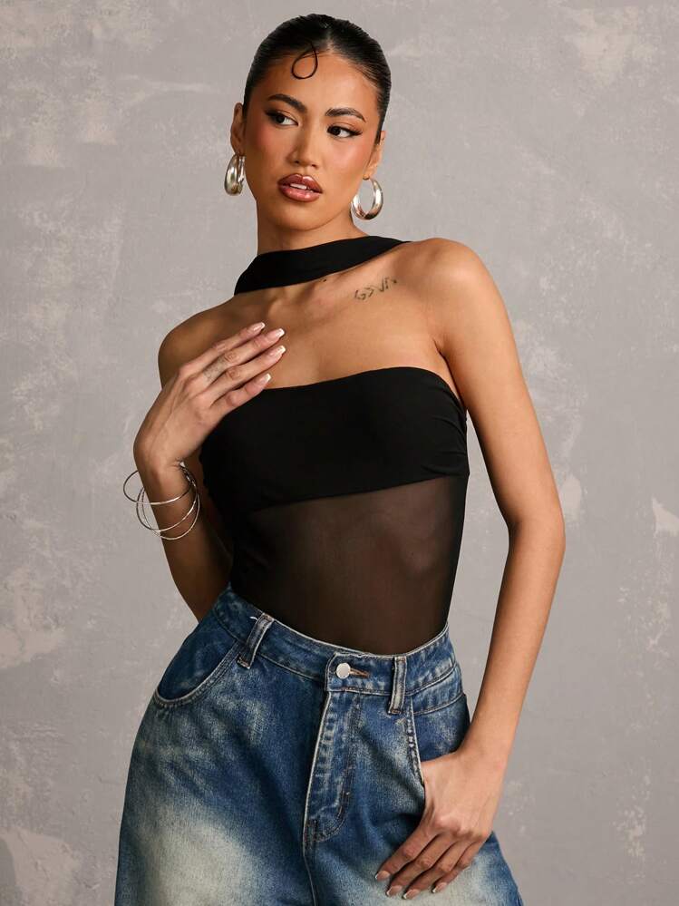 SHEIN BAE Body negro opaco con cuello halter y espalda descubierta para mujer, adecuado para festivales de música, fiestas, vacaciones, atuendos de festival, atuendos de vacaciones, ropa de verano para mujer, atuendos de festival para mujeres - Negro - Añade 5