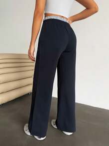 RueChic Women Second Belt Detailed Sweatpant Pant With Drawstring - Navy Blue - View 2