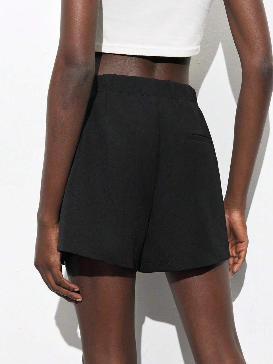 SHEIN Maija 2025 Summer New Black 2 In 1 Skort,Classy Elegant Office Waist Metal Button Design,Modern Urban Commuting Casual Fashion,Music Festival Party Skirts