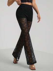 SHEIN Tall Pantalones acampanados de encaje para mujer para primavera y verano