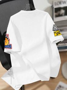 SHEIN Tween Boys' Casual Simple Short Sleeve Round Neck T-Shirt, Suitable For Summer - White - View 4