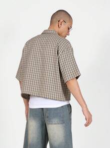 SUMWON Áo sơ mi crop top cài nút tay ngắn thời trang phong cách retro kẻ caro họa tiết đô thị đường phố mùa hè xuân thường ngày nhẹ - Nhiều màu - Xem 3