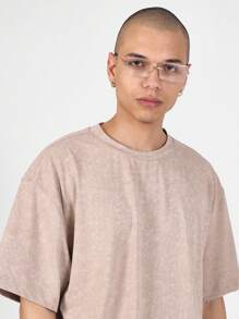 SUMWON Niezbędny T-shirt o prostym kroju, codzienny, swobodny, miejski, oversize'owy, z okrągłym dekoltem, miejski, wiosenno-letni, uniwersalny, podstawowy, minimalistyczny design - Kolor khaki - Zobacz 5