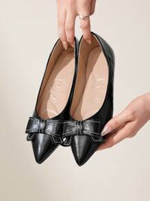 CUCCOO CHICEST Women's Pointed Toe Bow Decor Flat Loafers, Fashionable Daily Casual Shoes Spring Break Easter - Black - View 2