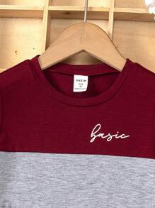 SHEIN Young Boy Letter Graphic Colorblock Tee