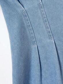 Tween Girl Casual Bleached Denim Dress With Heart Embroidery, Slim Fit Versatile Design For Everyday Wear, Chic And Fashionable - Light Wash - View 9