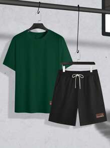 Manfinity Homme 2pcs Men's Slogan Print Top And Shorts Set - Multicolor - View 6