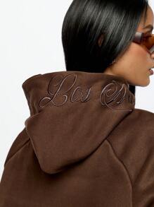 SUMWON WOMEN Oversized Slouchy Hoodie With Sleeve Script Premium Heavyweight Cotton Blend Kangaroo Pocket Sweatshirt Fall Winter Essential Streetwear Athleisure