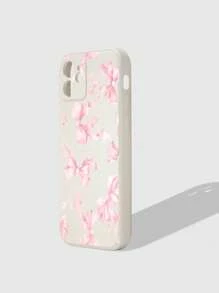 ROMWE Kawaii Sweet Style Butterfly Pattern Acrylic Soft Silicone Phone Case Cover, Compatible With IPhone 12/13/14 Series