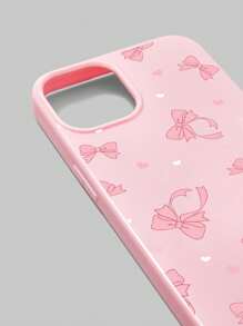 ROMWE Kawaii 1 件可爱粉色蝴蝶结和心形图案粉色果冻手机壳适用于 iPhone 13/14/15/16 - 彩色 - 查看 3