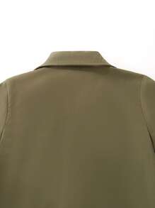 男童传统风格短袖衬衫，年轻男孩休闲复古印花衬衫服装 - 軍綠色 - 查看 6