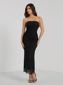 SHEIN Tall 优雅性感蕾丝露肩紧身二合一抹胸长裙