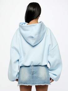 SUMWON WOMEN Oversized Cropped Hoodie Sweatshirt Winter Casual Streetwear Drop Shoulder Baggy Pullover Athletic Workout Loungewear Contemporary Fashion Statement Piece