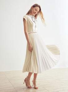 MOTF PREMIUM COLORBLOCK PLEATED DRESS