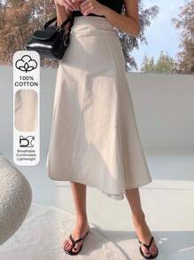 DAZY Women's Solid Color Mid-Length Umbrella Skirt