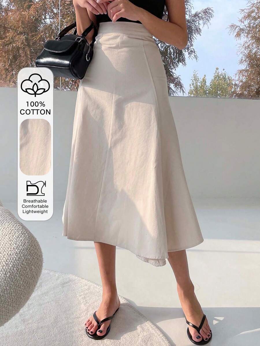 DAZY Women's Solid Color Mid-Length Umbrella Skirt