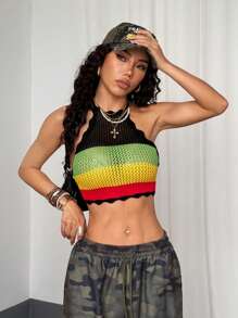 StreetHx Streetwear Women's Multi-Color Off Shoulder Cropped Tank Tops, Sleeveless Knit Camisole For Spring/Summer - Multicolor - View 3