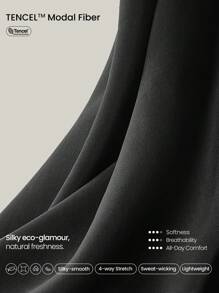 GLOWMODE 23 英寸莫代尔丝滑高腰阔腿喇叭裤日常休闲装 - 黑色 - 查看 5