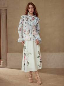 MOTF PREMIUM Blusa con estampado floral y volantes - Multicolor - Ver 4