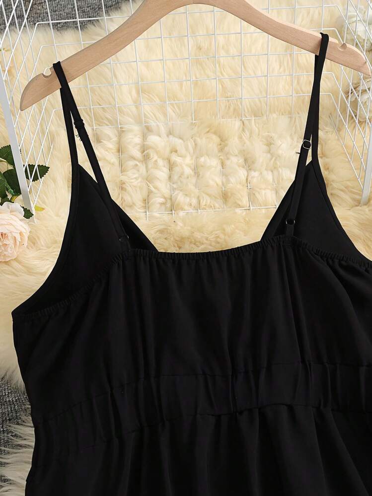 EMERY ROSE 大码无袖简约休闲花卉印花连衣裙，适合夏季 - 黑色 - 查看 3