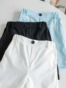 3Pcs/Set Young Boy Casual Khaki Shorts, Slant Pockets, Elegant & Fashion, Versatile , Suitable For Daily Outings, School And Travel In Spring/Summer - Multicolor - View 4