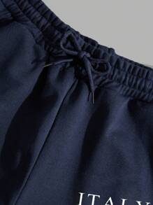 RueChic 男士棉质字母印花常规款运动裤