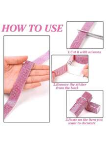 1Pc Glass DIY Rhinestone, Modern Pink Self Adhesive Garment Decoration Excipient For DIY, Halloween Costume, Wedding Decorations