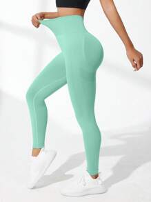 SHEIN Yoga Basic Nahtlose Sporthose mit hoher Elastizität, einfarbig, modisch