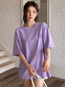 DAZY 标语图案落肩 T 恤 THE MOUNTAIN A MODERN PLACE SUNDAY SUNSHINE YOU ARE STRONGER THAN YOU WNOW MAJESTIC MOUNTAIN SUN 夏季