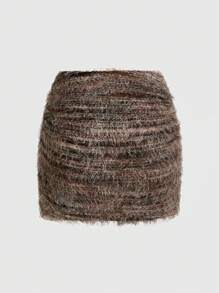 SHEIN ICON Vintage American Style Bodycon Sexy Mini Skirt Winter - Multicolor - View 2