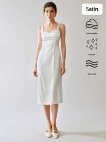 Gloray 女士纹理泡泡珠缀饰中长连衣裙 - 白色 - 查看 9