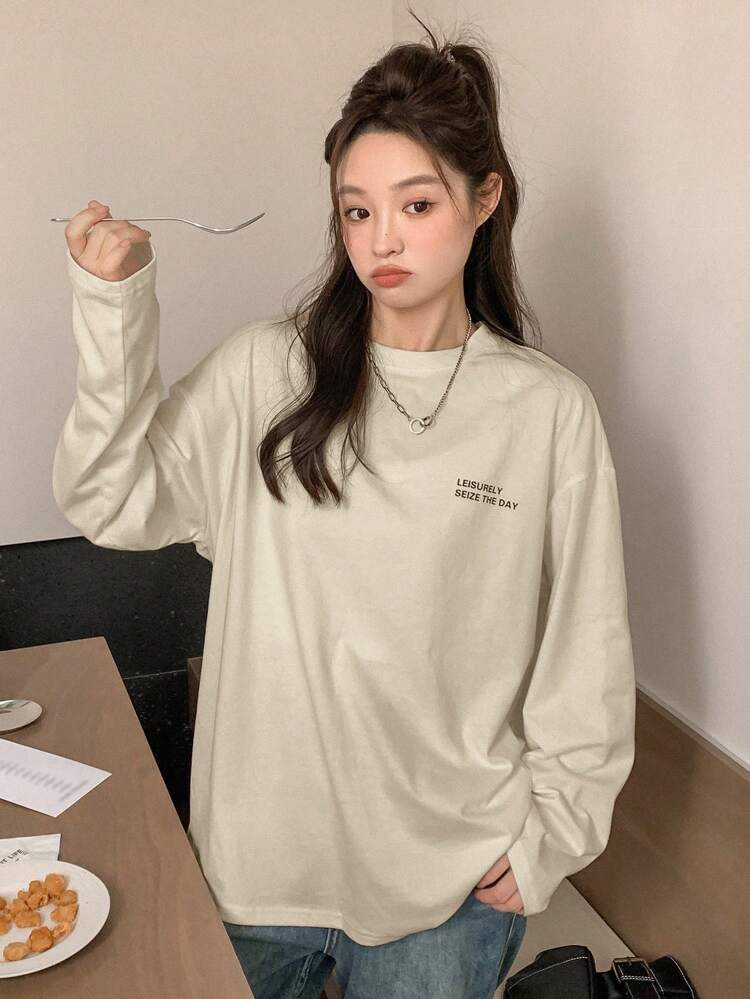 Women's Back Printed Beach Long Sleeve T-Shirt