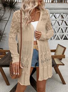 SHEIN LUNE 女士休闲镂空长款开衫