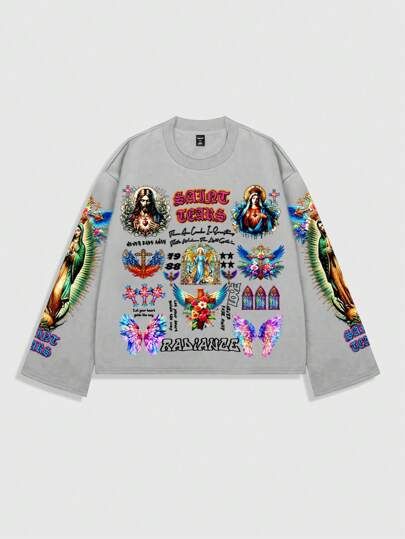 Goth Herren Streetgraffiti-Muster Pullover Kapuzenpullover, geeignet für tägliches Tragen im Frühling/Sommer