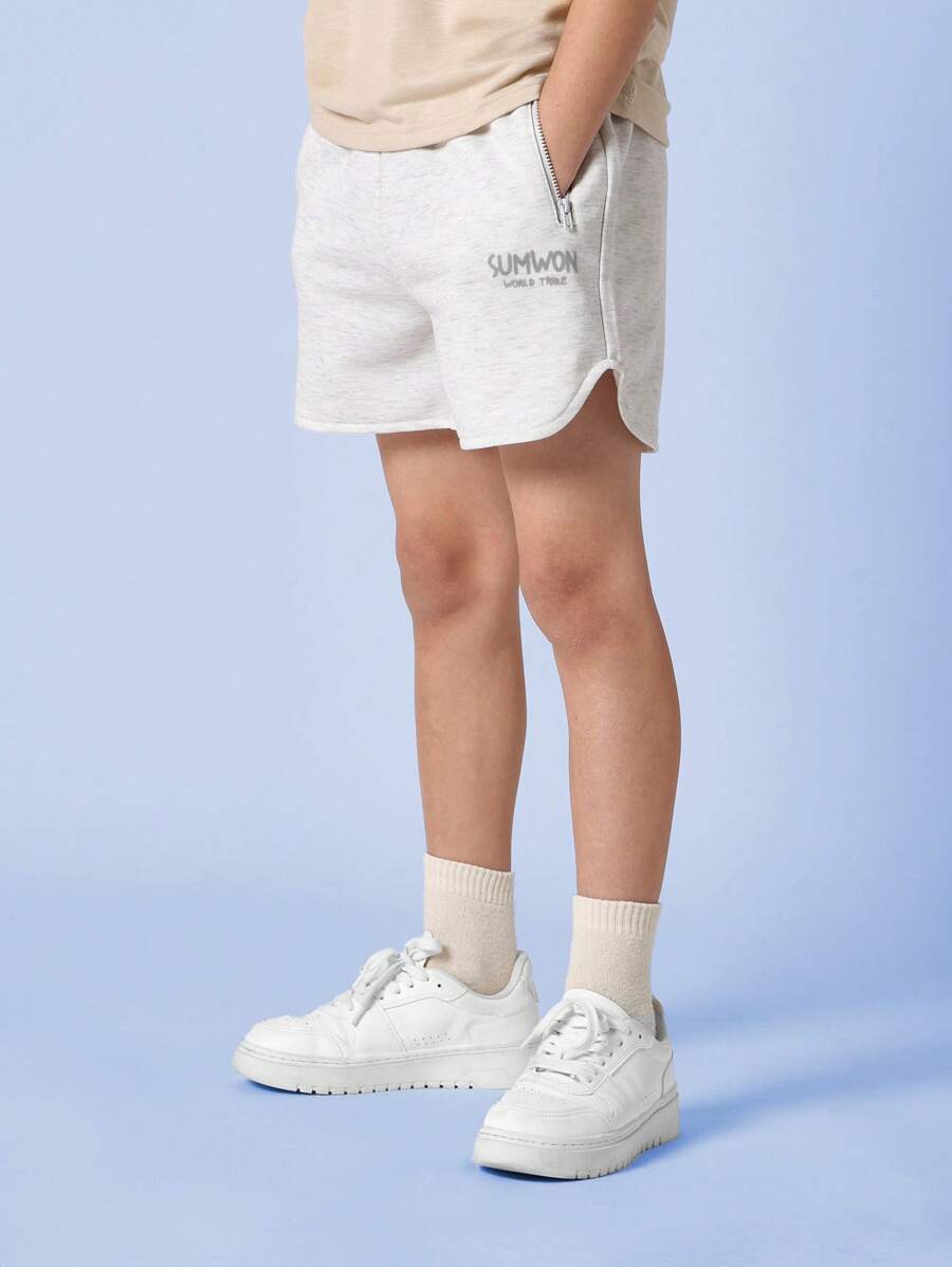 SUMWON Athletic Runner Shorts Comfort Elastic Waistband Zipper Pockets Breathable Sport Training Casual Summer Youth Boys Teen Activewear Performance - Grey - View 1