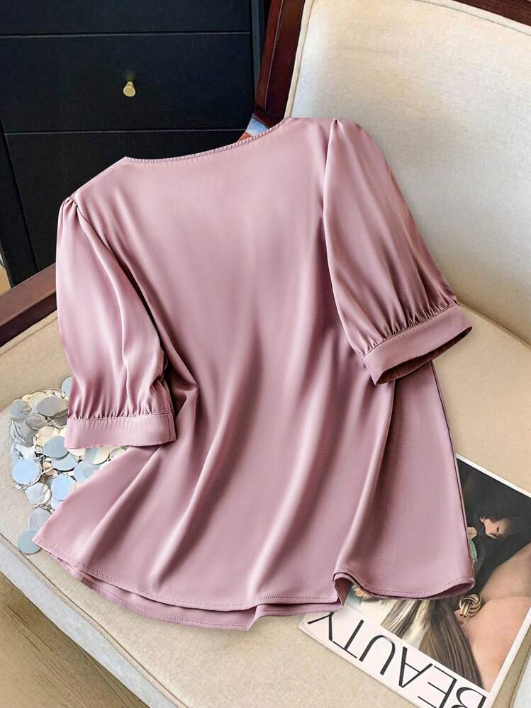 SHEIN Clasi 大码女式优雅常规夏季衬衫 - 淡紫色 - 查看 2