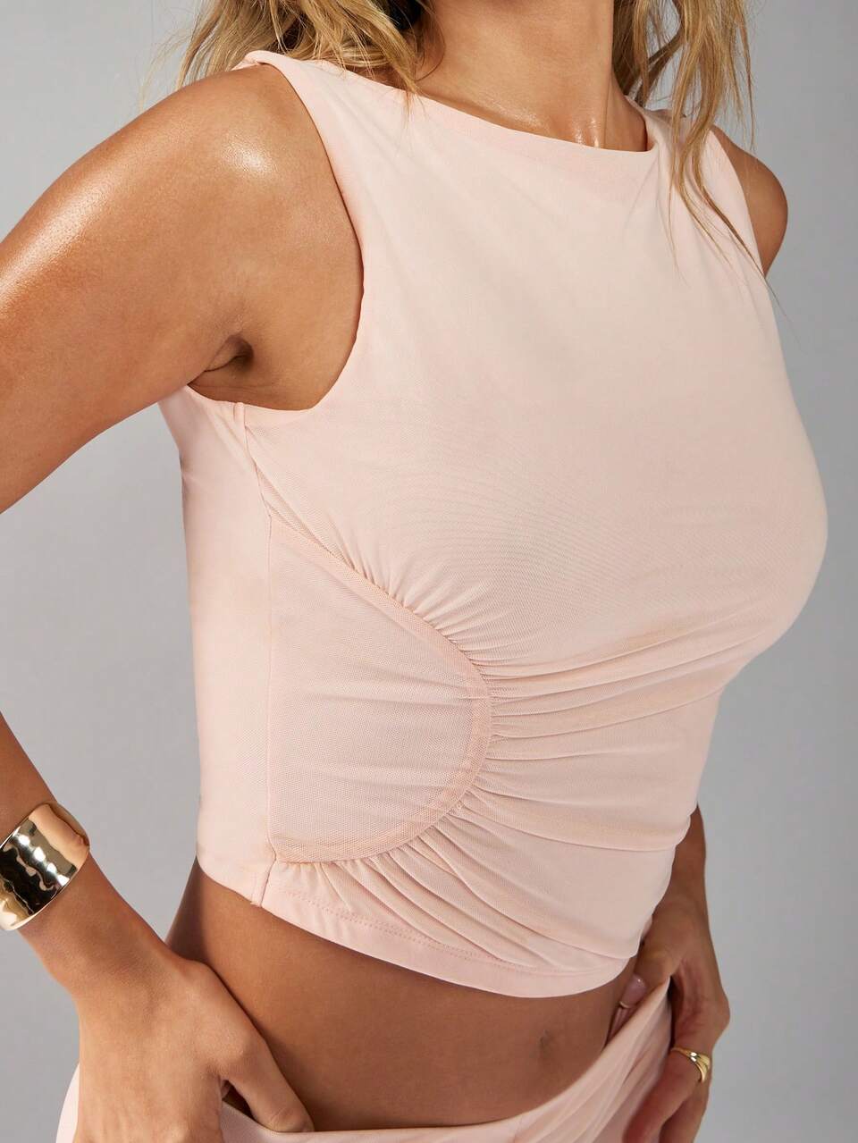 MISSGUIDED Ruched Sleeveless Top And Ruffle Mini Skirt Two Piece Co Ord Set
