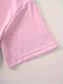 INAWLY Women Floral Print Loose Fit Pink T-Shirt, Casual & Fashionable, Suitable For Summer - Baby Pink - View 3