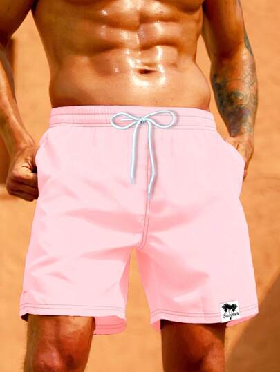 Surfspeed Men's Solid Color Simple Stylish Casual Swimwear,Hawaiian