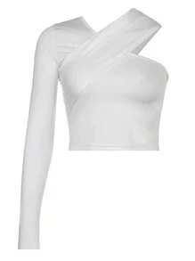 INAWLY Solva Camiseta corta y ajustada de mujer con un hombro asimétrico