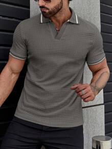 Manfinity RelaxMax Men's Casual Color Block Trim Short Sleeve Polo Shirt