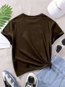 SHEIN LUNE Camisetas de manga corta de talla grande "Too Many Storms"