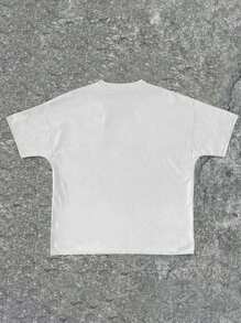 Slaydiva Oversized Casual Rich Money Graphic Round Neck Short Sleeve T-Shirt For Plus Size Women, Suitable For Summer - White - View 2