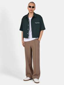 SUMWON Camisa casual a rayas con botones, top corto, moda urbana juvenil para festivales de verano y campus universitario