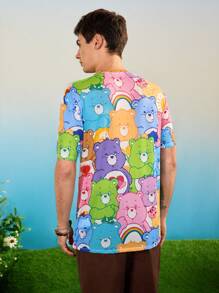 SHEIN X Care Bears 男女款休闲满版熊印花网眼短袖 T 恤 - 彩色 - 查看 2