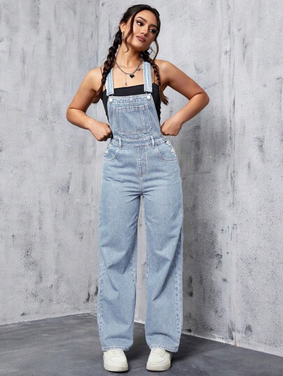 SHEIN ICON Women's Loose Fit Wide Leg Pocket Overall Jumpsuit, Casual & Versatile